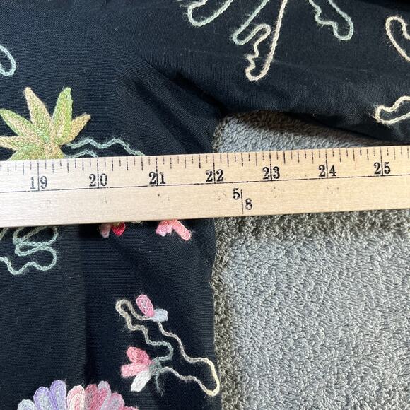 Bedford Fair Cardigan Sweater Womens Size PL Black Floral Embroidered Button Art - Picture 7 of 7